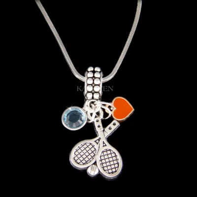 Tennis Giocatore Regali, Racchetta e Sfera Dainty Cuore Braccialetto di Fascino - Immagine 1 di 4