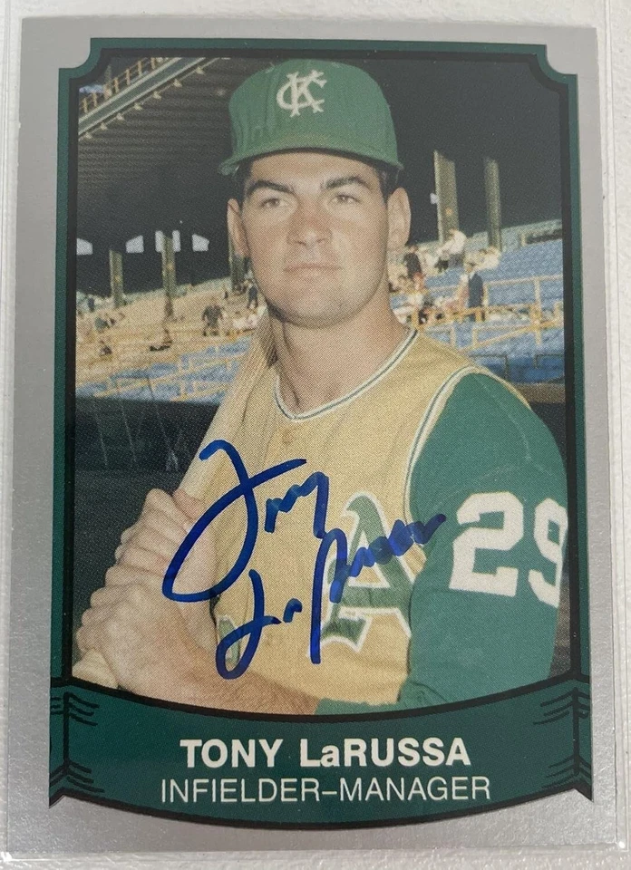 Tony LaRussa Signed Autographed 1989 Pacific Legends Baseball Card : KC A's - Image 1 of 1