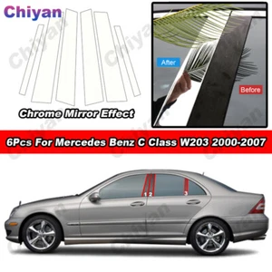 6Pcs Chrome Material Pillar Post Cover Case Trim For Benz C Class W203 2000-2007 - Picture 1 of 10
