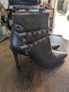 Stunning Leather High Heels Ankle Boots Grey Pewter Size 3 European 36 - Picture 1 of 8
