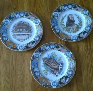 PORZELLAN Teller Deko JAPAN JESUS BETENDE HÄNDE, LETZTES ABENDMAHL MIT GOLDRAND - Bild 1 von 9