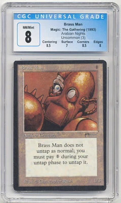 Graded Brass Man CGC Arabian Nights 1993 MTG Magic Error Misprint Miscut Twisted - Image 1 of 2