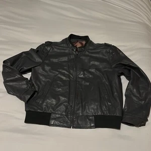 Vintage London Fog Leather Bomber Jacket Men’s SZ 46 R Gray est 1970s - Picture 1 of 16