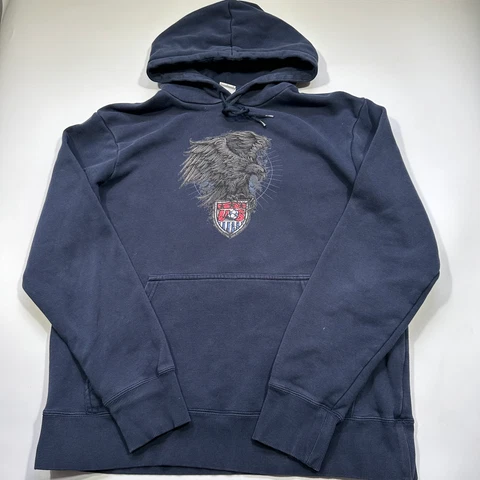 Nike USA United States Soccer Hoodie Sweatshirt Shield Eagle Blue Size Large Cover
