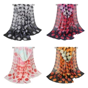 Mujeres Retro Gasa Lunares Bufanda Larga Envoltura Mantón Cuello Suave Transparente Bufanda  - Imagen 1 de 7