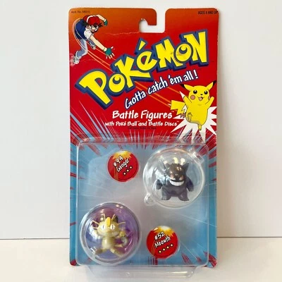 VTG, SEALED 1999 Hasbro/TOMY Pokémon Battle Figures Translucent Gengar & Meowth - Image 1 of 4