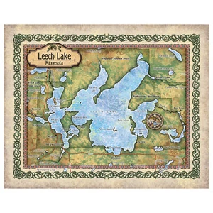 Póster con impresión de arte de mapa de Leech Lake Minnesota de colección pared hogar gran decoración y regalo - Imagen 1 de 48