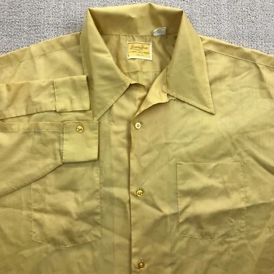 Camisa de Colección Verdadera Van Heusen Cuello Lazo Para Hombres Extra Grande Amarilla Campamento Años 60 70 Foto 1 de 4