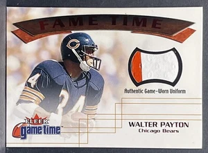 Walter PAYTON 2001 FLEER 'FAME TIME' GAME USED WORN JERSEY 2 Color SWATCH - Picture 1 of 2