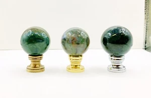 Stone Lamp Finial-GREEN OCEAN JASPER Lamp Finial W/AB, PB or Chrome Base (1-PC.) - Picture 1 of 4