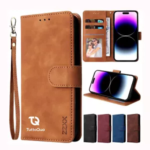 CUSTODIA COVER A LIBRO PER IPHONE 15 14 13 12 11 Pro Max ECO PELLE MAGNETICA - Foto 1 di 14