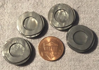 Lot of 4 Retro Silver Gray Plastic Shank Butttons 13/16" 20.5mm # 9219 - Image 1 of 2