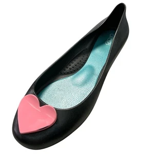 Oka B Ballet Flat Black Pink Heart Women's Shoe Size 10 - Picture 1 of 9