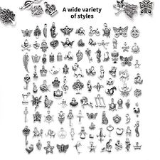 100 Assorted Tibet Silver Alloy Tiny Charm Pendants DIY For Necklace Bracelet