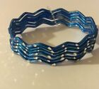 Claire's 6 Piece Blue Bracelet Set W/ Silver Accents - Zig-Zag - Bangles - Metal