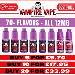 Vampire Vape E Liquid 10ml 70+ Flavors 12mg | Vape Juice | Heisenberg | Pinkman - Picture 1 of 247