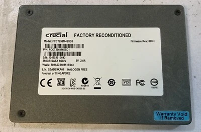 Crucial M4 256GB Internal 2.5" (FCT256M4SSD1) SSD NS-F6C - Image 1 of 2