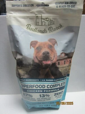 Badlands Ranch High Protein Dog Food Complete Chicken Formula 24Oz Bag BB 4/2026