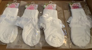 Sealed Javel Girl’s Size M (4-6) Lace Trim FANCY DRESS Anklet Socks 4 Pr White - Picture 1 of 6