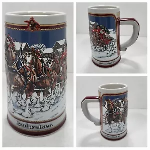 Budweiser 1989 Collector's Series Holiday Winter Clydesdales Bierkrug - Bild 1 von 9