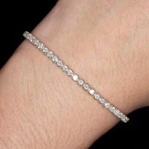 3 CARAT VERY GOOD CUT DIAMOND TENNIS BRACELET WHITE GOLD ROUND BRILLIANT CLASSIC - Picture 1 of 4