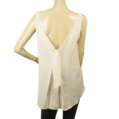 Blusa sin mangas Dondup blanca mezcla de seda sin mangas con lazo trasero talla 40 Foto 1 de 4