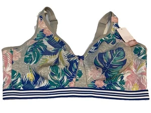 CACIQUE Unlined Full Coverage No Wire Bra, Size 44DDD, Gray Floral NWT - Picture 1 of 4