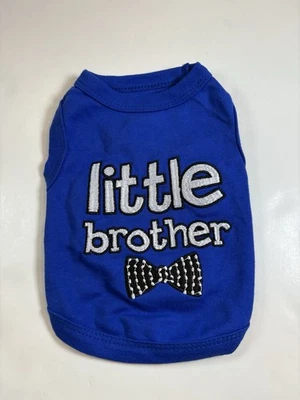 Camisa Parisina Mascota Hermano Pequeño Perro Talla Pequeña Azul Blanco Nueva Pajarita Foto 1 de 4