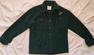 Percival Wildflower Embroidered Blanket Overshirt Green | Casentino Wool - XL - Image 1 of 4