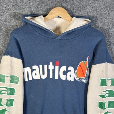 Vintage Nautica Hoodie Mens Large Navy Dialing Sail Surf Color Block 90s RARE - Image 1 of 4