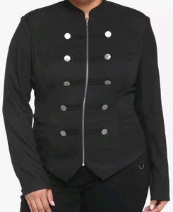 Women's Plus Hot Topic Social Collision Military Lightweight Black Jacket - 2 - Picture 1 of 8