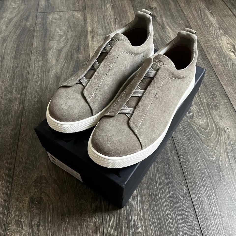 Zapatillas deportivas ZEGNA gris gamuza triple puntada para hombre EU 45 / US 12 nuevas con caja Foto 1 de 4