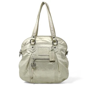 Bolso de Hombro COACH Poppy Metálico Champagne Dorado Tetro Diseñador - Imagen 1 de 14