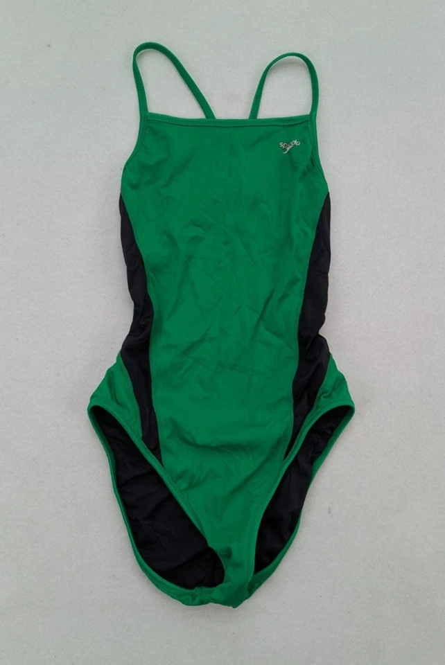 Traje de baño Speedo para mujer talla 12 una pieza verde negro Foto 1 de 4
