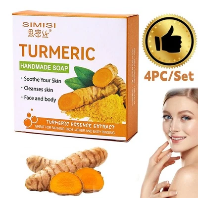 SIMISI 4-Pack Turmeric Soap Bars – Kojic Acid for Dark Spot Removal & Brightening