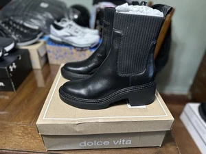 Dolce Vita Fraya H2O Womens Chelsea Boot Sz 8.5 Black Leather Pull-On Ankle Boot - Picture 1 of 5