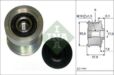 INA 535 0072 10 Rueda libre de alternador para VOLVO V70 II (285) S60 I (384) - Imagen 1 de 4