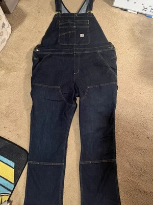 Vintage Carhartt Denim Jean Overalls Workwear Dark Blue XXL Relaxed Fit - Image 1 of 4