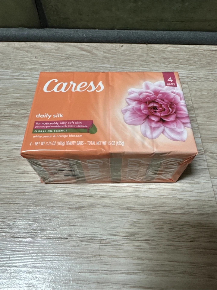 Caress Daily Silk Bar Soap White Peach & Orange Blossom 3.15 Oz 3 Ct