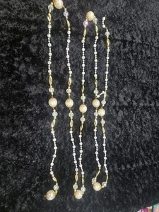 Guirnalda de árbol de Navidad de perlas y cuentas iridiscentes de 12 pies adornada con oro**73-6 - Imagen 1 de 6