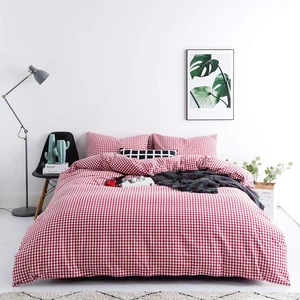 Red Gingham Duvet Cover Queen 100% Washed Cotton Farmhouse Plaid Duvet Cover Set - Picture 1 of 7