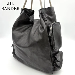 Bolso de Mano Jil Sander Negro Logotipo en Relieve Multi Bolsillo Cuero Y2K Unisex - Imagen 1 de 10