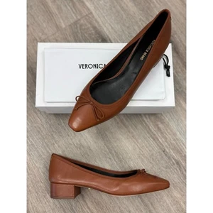 Bomba de ballet VERONICA BEARD cuero marrón Cecile tacón medio talla 10 ¡Nuevos con Caja! - Imagen 1 de 8