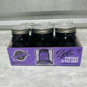 NEW Ball Mason Heritage Collection Purple Pint Jars LIMITED EDITION Set of 6 - Picture 1 of 3