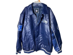 SEATTLE SEAHAWKS NFL Faux Leather Jacket men's 2x XXL - READ!! - Picture 1 of 4