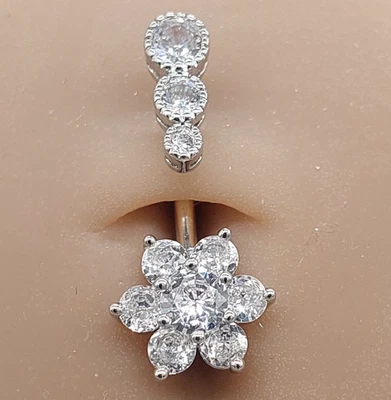 Barras para el vientre botón piercing barra colgante ombligo cuerpo joyería gema anillo plata regalo Foto 1 de 4