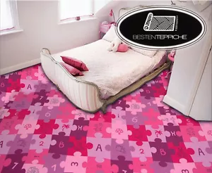KINDERTEPPICH TEPPICH PUZZLE, Patchwork, Spielteppich violett, Tiere alle Größen - Bild 1 von 5