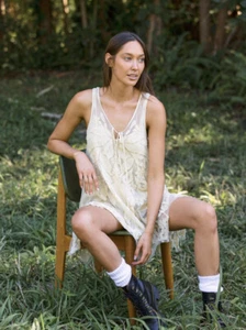 Free People La Palma Trapez-Minikleid Large cremefarben FP exklusiv 350,00 $ - Bild 1 von 12