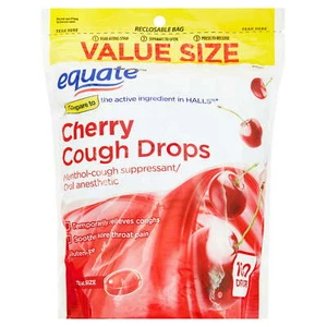 Equate Value Size Cherry Cough Drops with Menthol, 160 Count - Picture 1 of 4