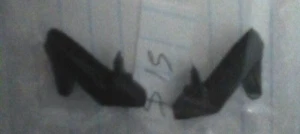 Vintage 1960s Japan Barbie Black Square Toe High Heel Pilgrim Shoes - Picture 1 of 2